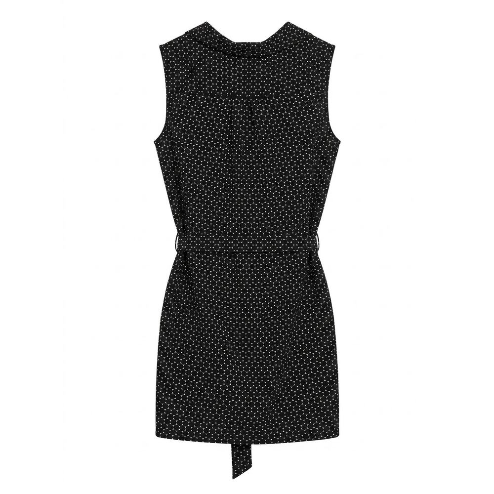 Banana Republic Geometric Print Sleeveless Belted Shirt Dress Black White 6 - Picture 2 of 7